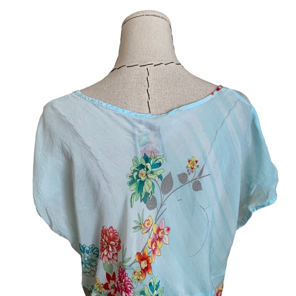Johnny Was Floral Print Short Sleeve Tunic Rayon Top Cover Up Medium - Picture 6 of 8